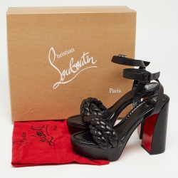 مملوكة مسبقًا Christian Louboutin Black Leather Movida Brio Platform Sandals Size 40
