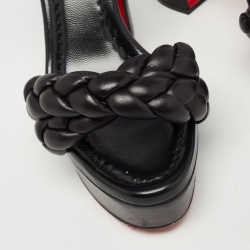 مملوكة مسبقًا Christian Louboutin Black Leather Movida Brio Platform Sandals Size 40
