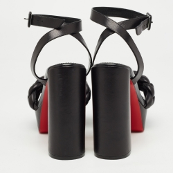 مملوكة مسبقًا Christian Louboutin Black Leather Movida Brio Platform Sandals Size 40