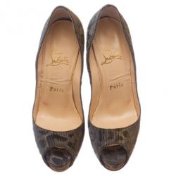 Pre Owned Christian Louboutin Metallic Lame Very Prive Pumps Size 36.5