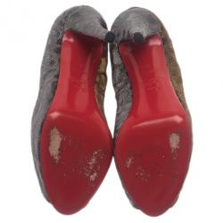 Pre Owned Christian Louboutin Metallic Lame Very Prive Pumps Size 36.5