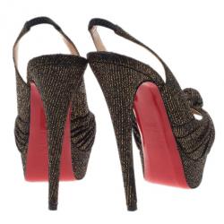 مملوكة مسبقًا صندل كريستيان لوبوتان جيني سلينجباك مقدمة مرتفعة جليتر أسود مقاس 37.5