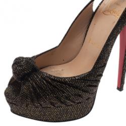 مملوكة مسبقًا صندل كريستيان لوبوتان جيني سلينجباك مقدمة مرتفعة جليتر أسود مقاس 37.5
