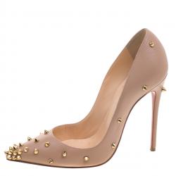 Pre Owned Christian Louboutin Beige Leather Degraspike Pumps Size 36.5