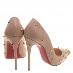 Pre Owned Christian Louboutin Beige Leather Degraspike Pumps Size 36.5