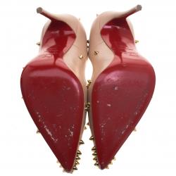 Pre Owned Christian Louboutin Beige Leather Degraspike Pumps Size 36.5