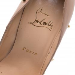 Pre Owned Christian Louboutin Beige Leather Degraspike Pumps Size 36.5