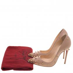 Pre Owned Christian Louboutin Beige Leather Degraspike Pumps Size 36.5