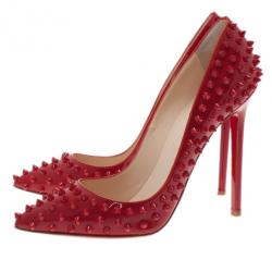 Christian Louboutin Red Patent Pigalle Spikes Pumps Size 38.5