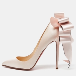 Pre Owned Christian Louboutin Pink Satin Anemone Crepe Pumps Size 40