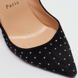 مملوكة مسبقًا Christian Louboutin Black Studded Suede Hot Chick Pumps Size 36