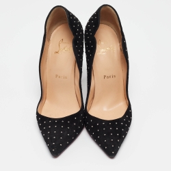 مملوكة مسبقًا Christian Louboutin Black Studded Suede Hot Chick Pumps Size 36