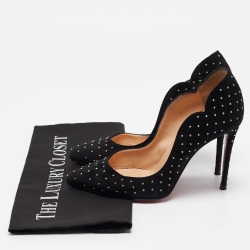 مملوكة مسبقًا Christian Louboutin Black Studded Suede Hot Chick Pumps Size 36