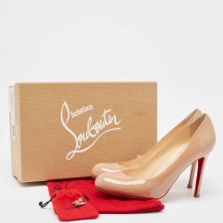 Christian Louboutin Beige Patent Leather Simple Pumps Size 38