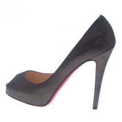 Pre Owned Christian Louboutin Black Metallic Leather Very Prive Pumps Size 37.5