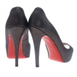 Pre Owned Christian Louboutin Black Metallic Leather Very Prive Pumps Size 37.5
