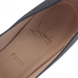 Pre Owned Christian Louboutin Black Metallic Leather Very Prive Pumps Size 37.5