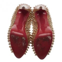 Pre Owned Christian Louboutin Cork Lady Peep Toe Spike Pumps Size 38