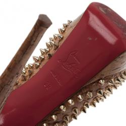 Pre Owned Christian Louboutin Cork Lady Peep Toe Spike Pumps Size 38