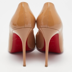 Pre Owned Christian Louboutin Beige Patent Leather Kate Pumps Size 39.5