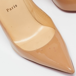 Pre Owned Christian Louboutin Beige Patent Leather Kate Pumps Size 39.5