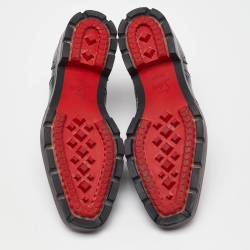 Pre Owned Christian Louboutin Black Brogue Patent Leather Charletta Lace Up Oxfords Size 38