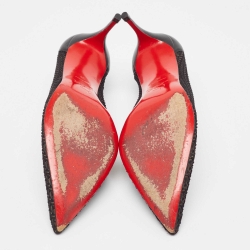 Pre Owned Christian Louboutin Black Mesh and Leather Saramor Maille Pumps Size 38