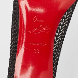 Pre Owned Christian Louboutin Black Mesh and Leather Saramor Maille Pumps Size 38