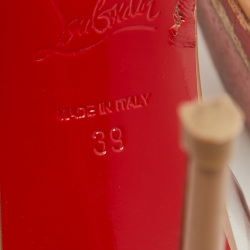 Pre Owned Christian Louboutin Beige Patent Leather and PVC Nosy Pumps Size 39