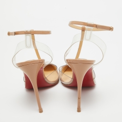 Pre Owned Christian Louboutin Beige Patent Leather and PVC Nosy Pumps Size 39