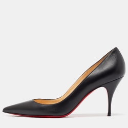 Pre Owned Christian Louboutin Black Leather Clare Pointed Toe Pumps Size 41