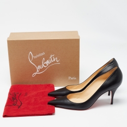Pre Owned Christian Louboutin Black Leather Clare Pointed Toe Pumps Size 41