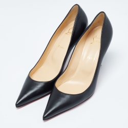 Pre Owned Christian Louboutin Black Leather Clare Pointed Toe Pumps Size 41