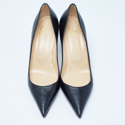 Pre Owned Christian Louboutin Black Leather Clare Pointed Toe Pumps Size 41