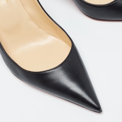Pre Owned Christian Louboutin Black Leather Clare Pointed Toe Pumps Size 41