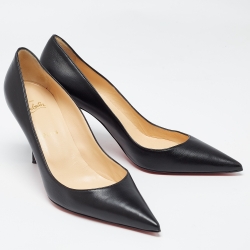Pre Owned Christian Louboutin Black Leather Clare Pointed Toe Pumps Size 41