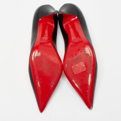Pre Owned Christian Louboutin Black Leather Clare Pointed Toe Pumps Size 41