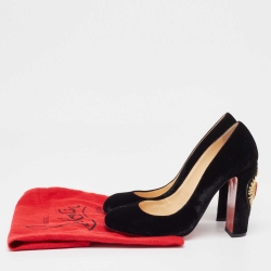 Pre Owned Christian Louboutin Black Velvet Cadrilla Corazon Pumps Size 39