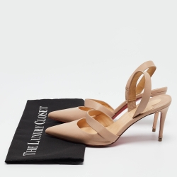 Pre Owned Christian Louboutin Beige Leather Actina 85 Slingback Pumps Size 36