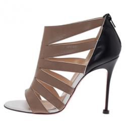 Pre Owned Christian Louboutin Beige Leather Beauty K Cage Sandals Size 38