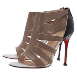 Pre Owned Christian Louboutin Beige Leather Beauty K Cage Sandals Size 38