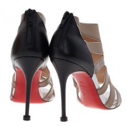 Pre Owned Christian Louboutin Beige Leather Beauty K Cage Sandals Size 38