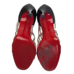 Pre Owned Christian Louboutin Beige Leather Beauty K Cage Sandals Size 38