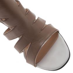 Pre Owned Christian Louboutin Beige Leather Beauty K Cage Sandals Size 38