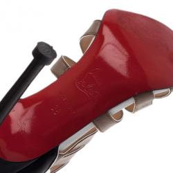 Pre Owned Christian Louboutin Beige Leather Beauty K Cage Sandals Size 38