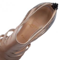 Pre Owned Christian Louboutin Beige Leather Beauty K Cage Sandals Size 38