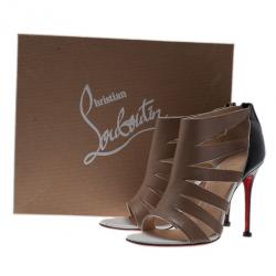 Pre Owned Christian Louboutin Beige Leather Beauty K Cage Sandals Size 38