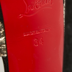 مملوكة مسبقًا Christian Louboutin Gold/Black Suede and Leather Ankle Strap Louboutin Pumps Size 34