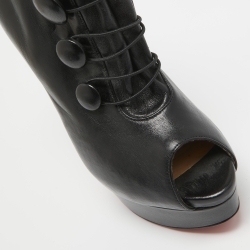 Christian Louboutin Black Leather Alta Bouton Booties Size 35