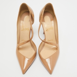 مملوكة مسبقًا Christian Louboutin Beige Patent  Jumping Pumps Size 35.5